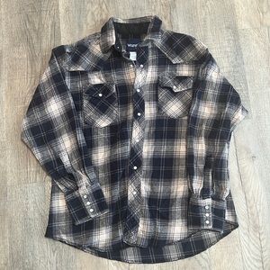 Wrangler Tan & Black Plaid Flannel